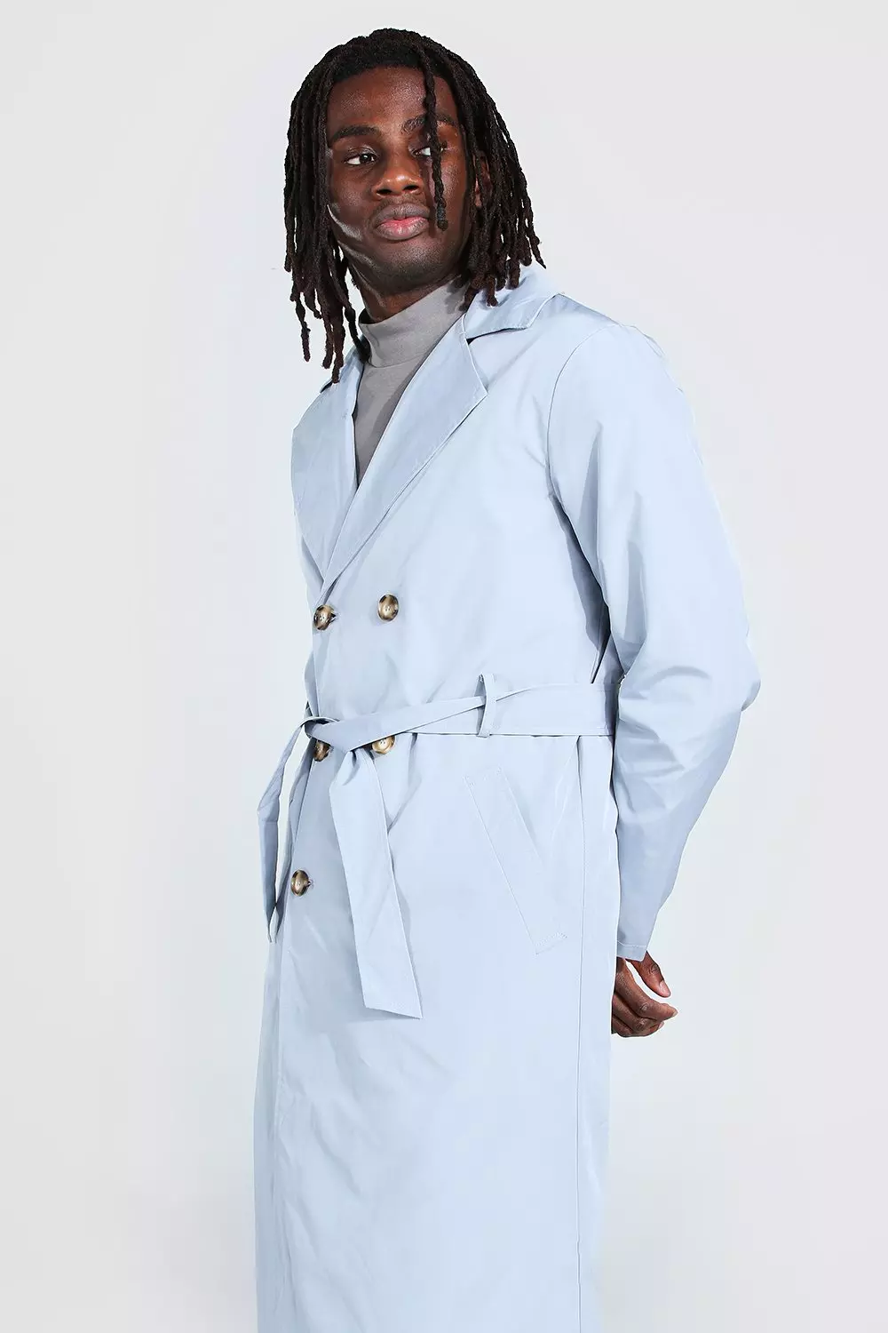 Dusty blue sale trench coat